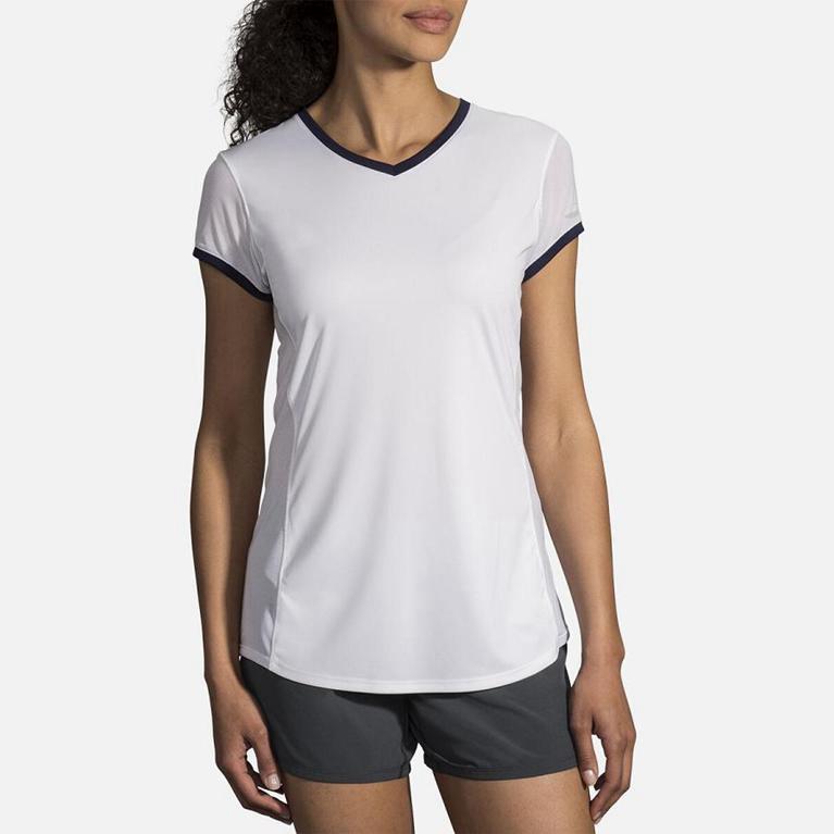 Brooks STEALTH Short Sleeve Running Shirt Womens Sale - White (DOK683091)